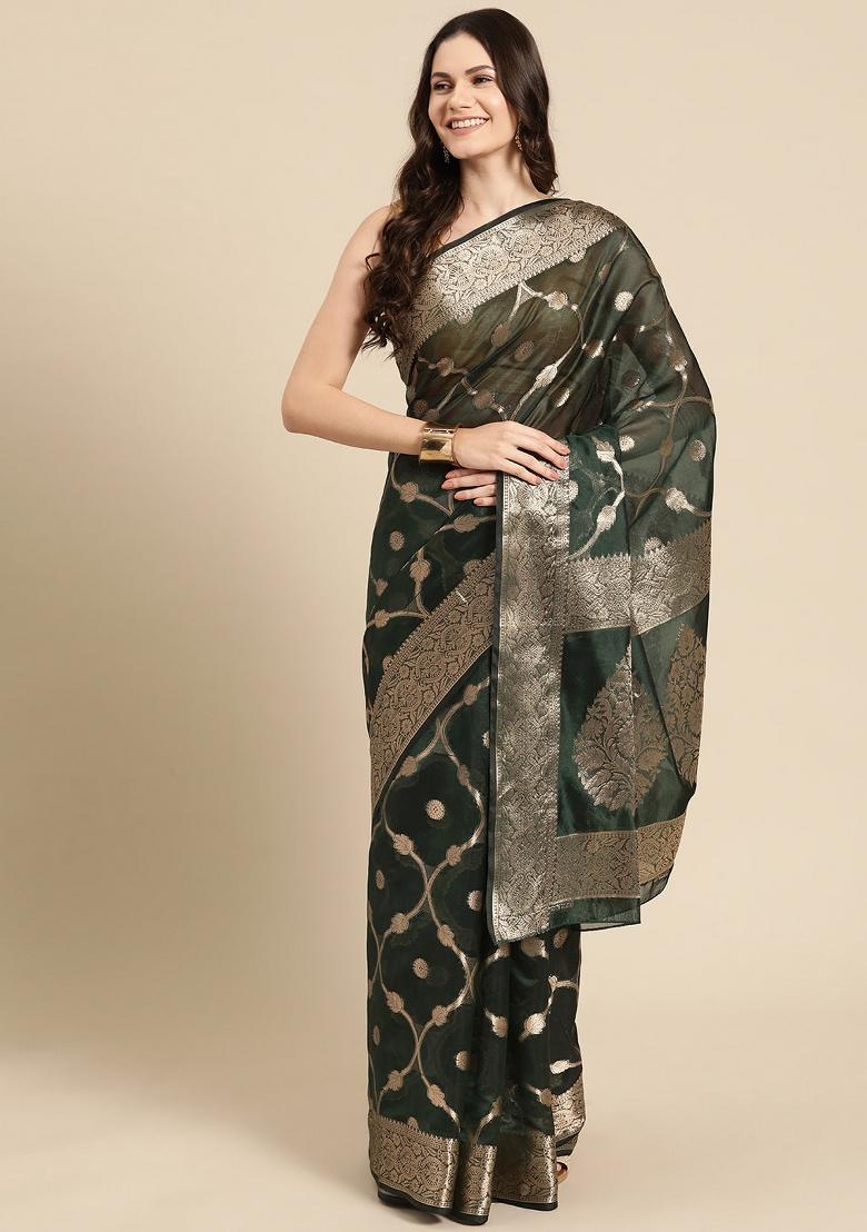 Green Woven Design Organza Silk Saree