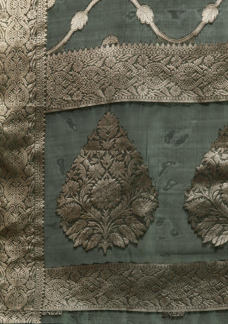 Green Woven Design Organza Silk Saree