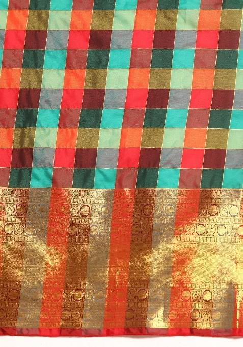 Multicolor Printed Kanjeevaram Silk Saree