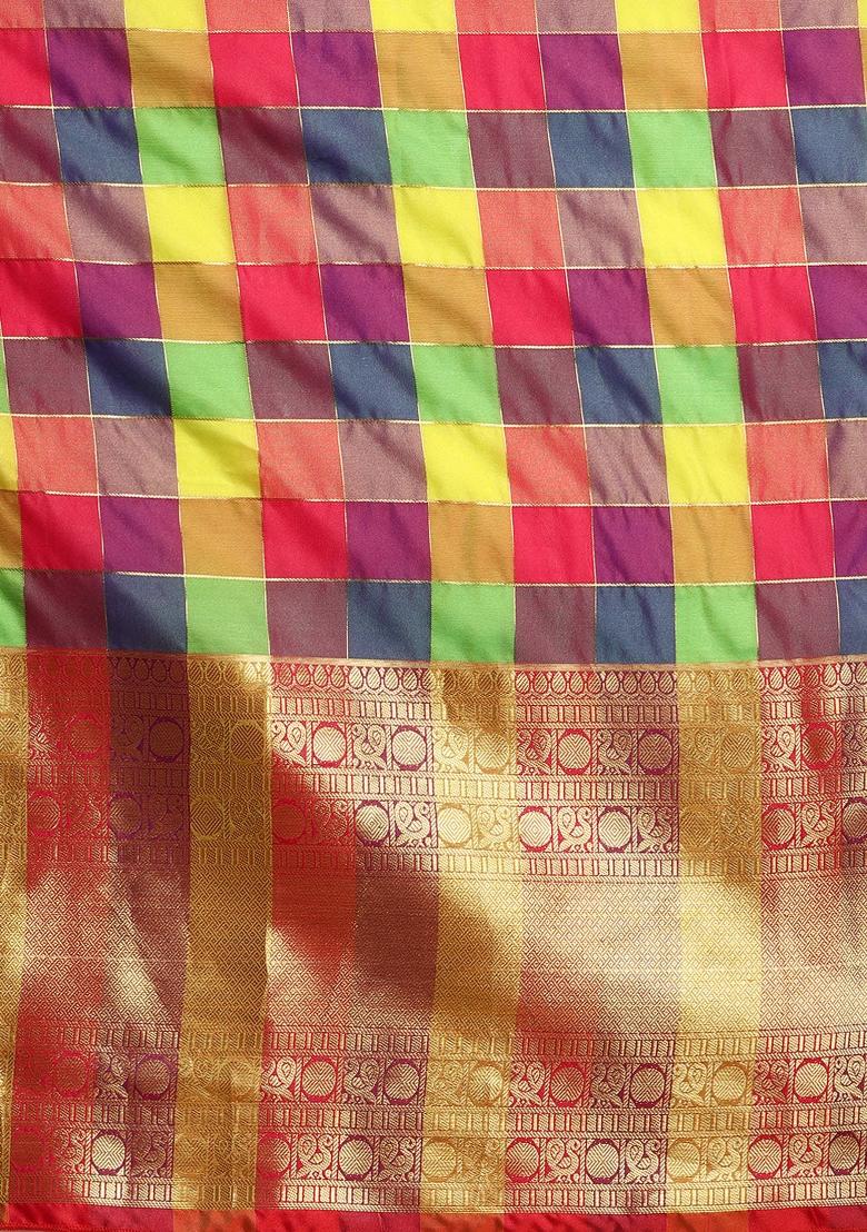 Multicolor Printed Kanjeevaram Silk Saree