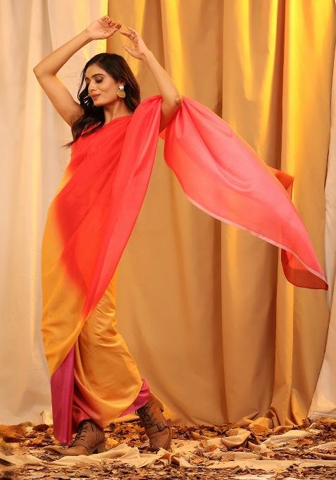 Multicolor Printed Silk Blend Saree