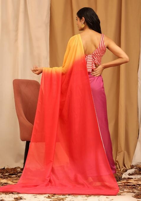 Multicolor Printed Silk Blend Saree