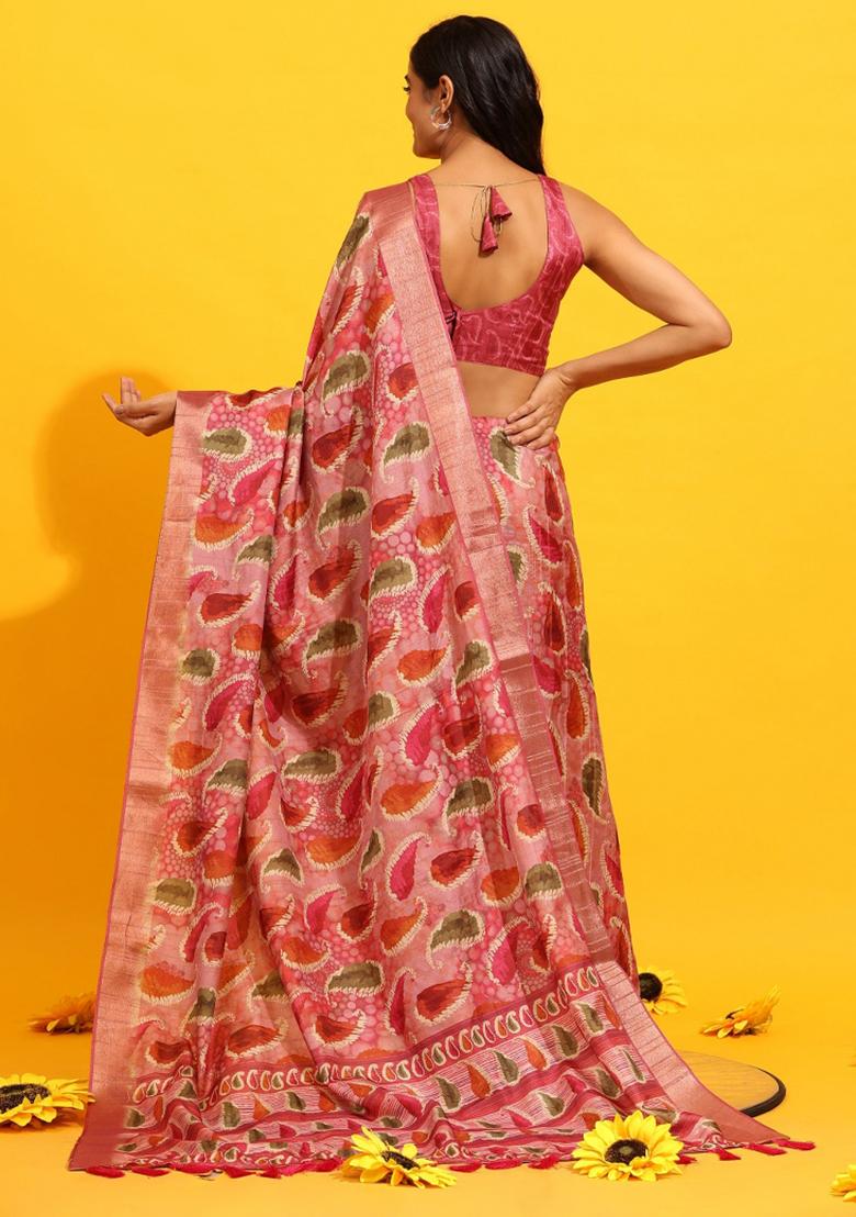 Green Woven Design Silk Blend Saree