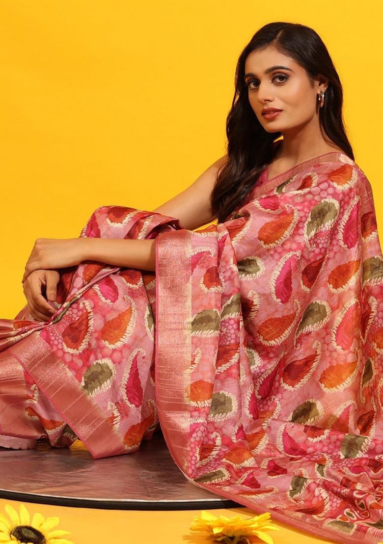 Green Woven Design Silk Blend Saree