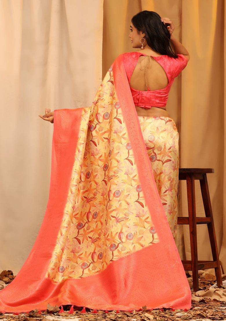 Red Woven Design Silk Blend Saree