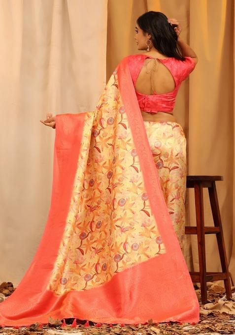 Red Woven Design Silk Blend Saree