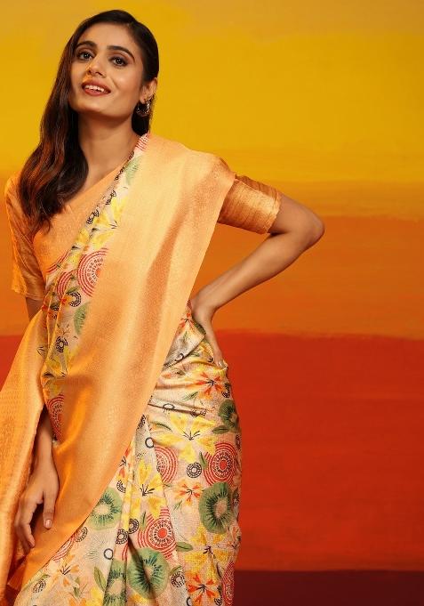 Multicolor Woven Design Silk Blend Saree