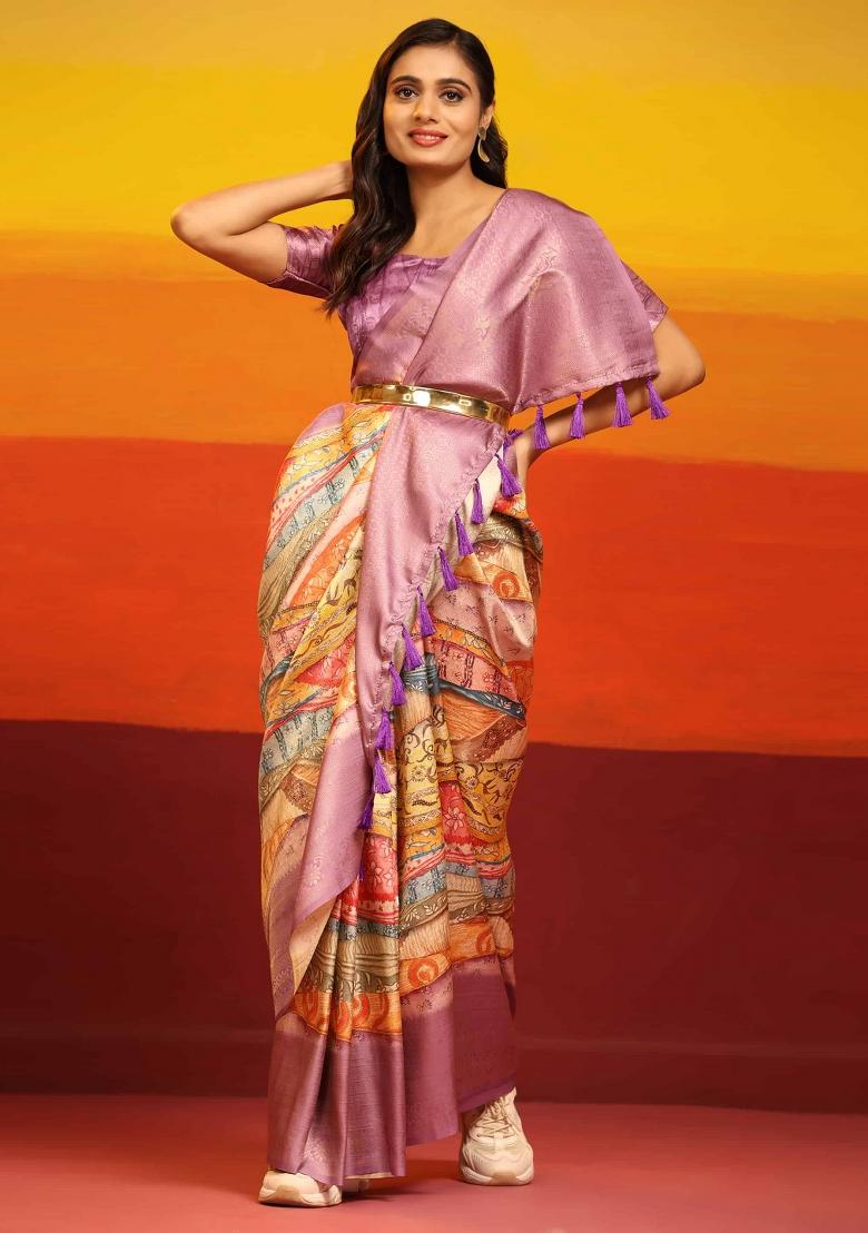 Multicolor Woven Design Silk Blend Saree