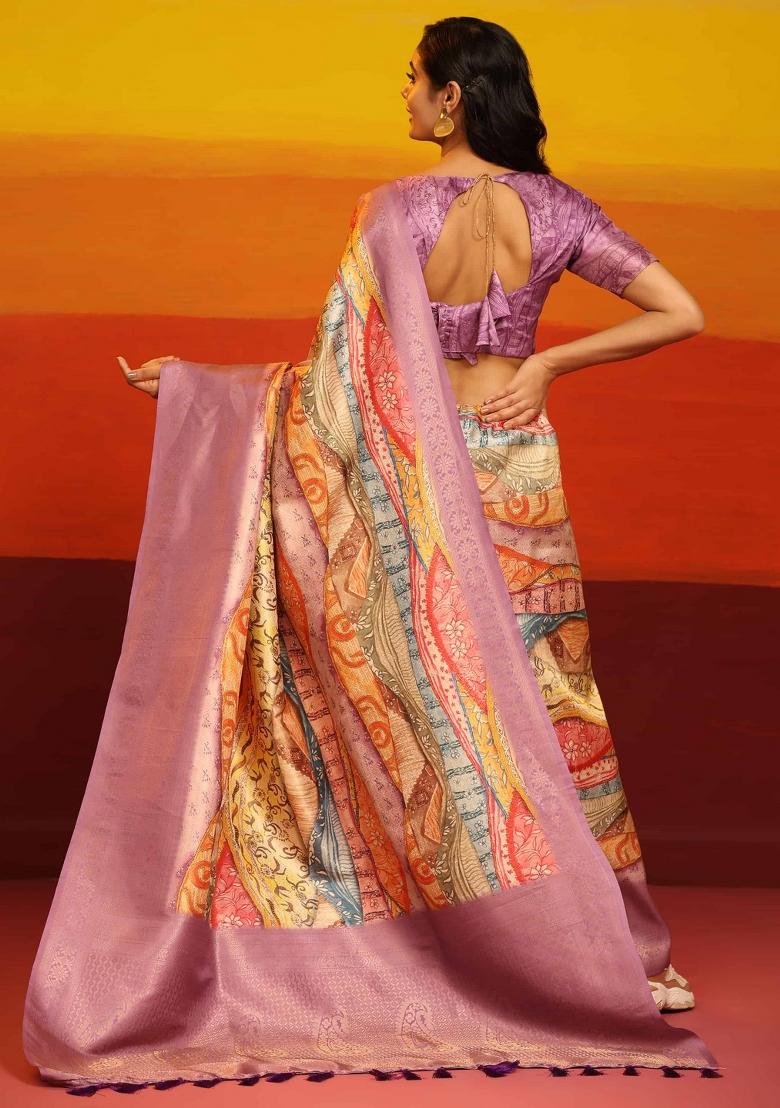 Multicolor Woven Design Silk Blend Saree