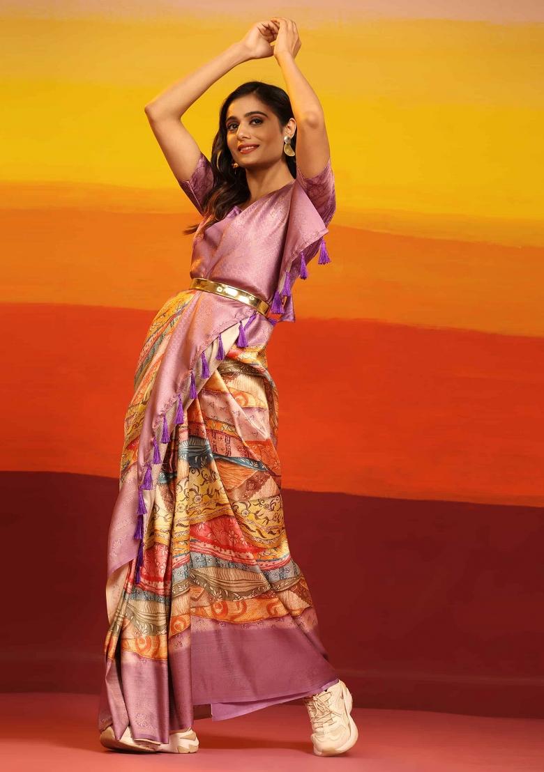 Multicolor Woven Design Silk Blend Saree
