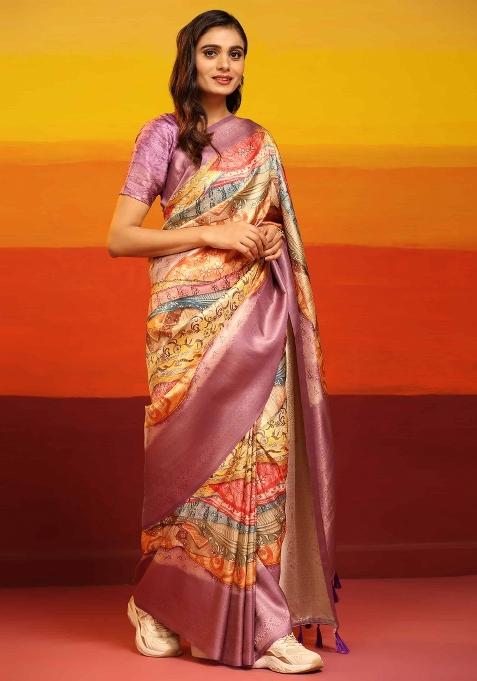 Multicolor Woven Design Silk Blend Saree