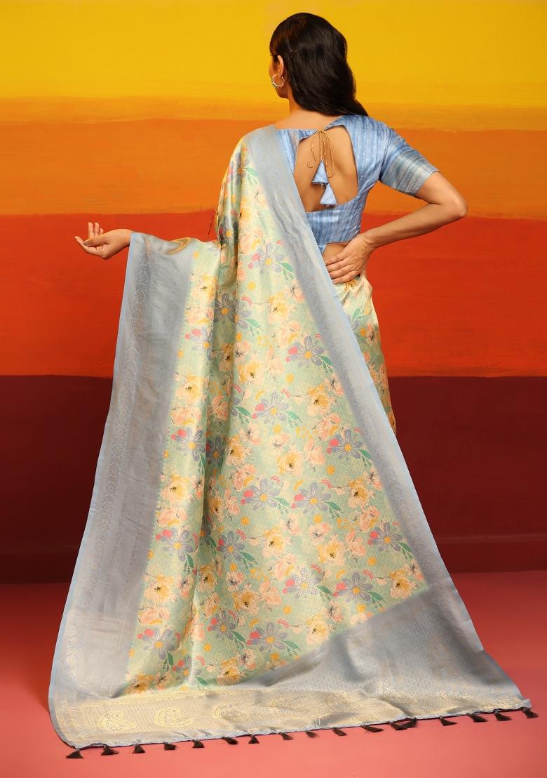 Grey Woven Design Silk Blend Saree