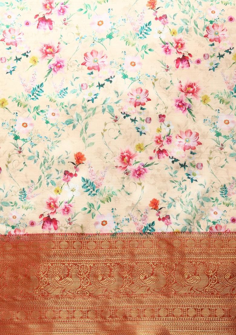 Multicolor Printed Pure Silk Saree