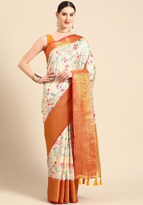 Multicolor Printed Pure Silk Saree