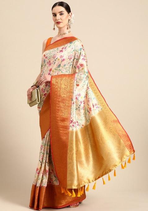 Multicolor Printed Pure Silk Saree