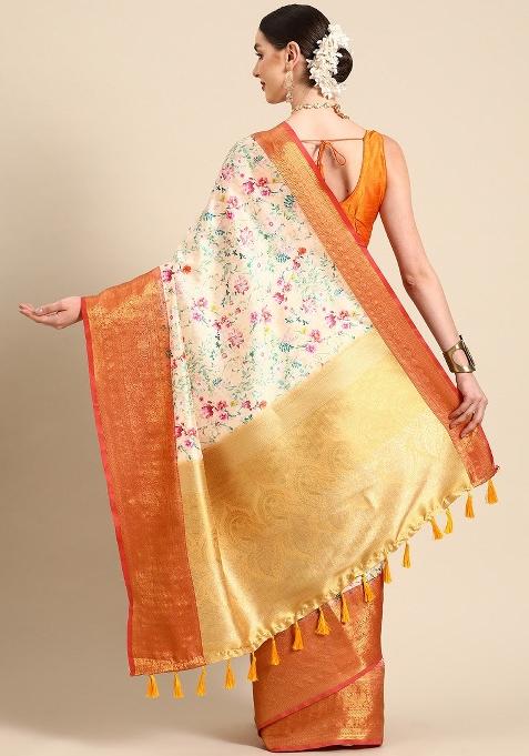 Multicolor Printed Pure Silk Saree