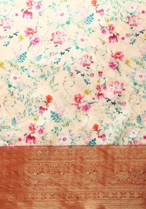 Multicolor Printed Pure Silk Saree