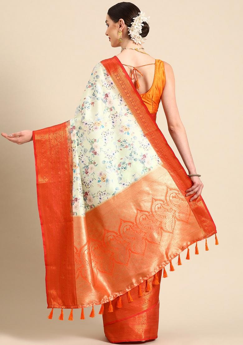 Green Printed Pure Silk Saree