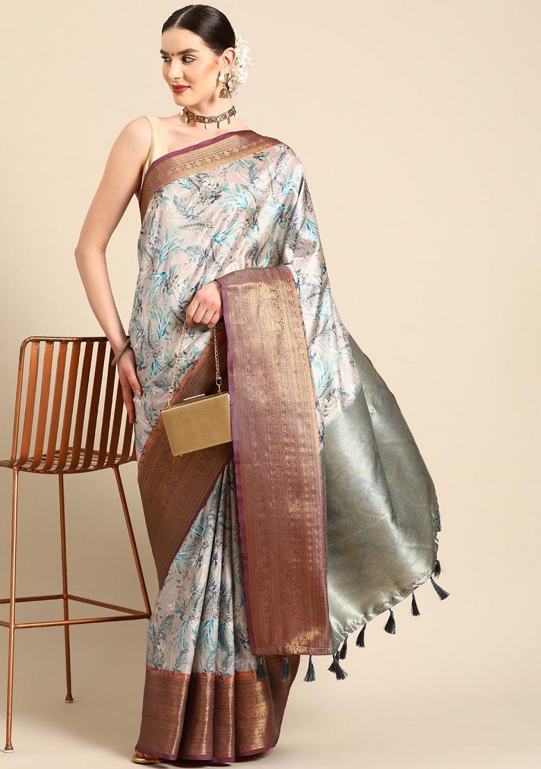 Multicolor Printed Pure Silk Saree