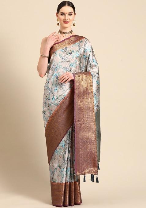 Multicolor Printed Pure Silk Saree