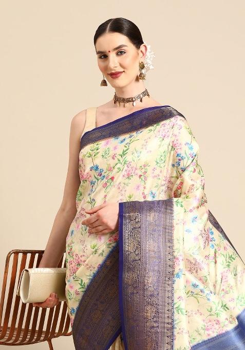 Multicolor Printed Pure Silk Saree