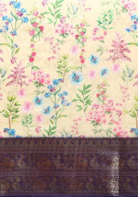 Multicolor Printed Pure Silk Saree