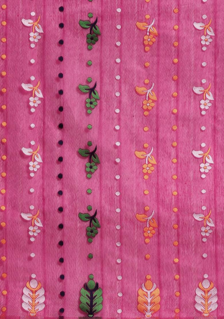 Magenta Woven Design Pure Cotton Saree