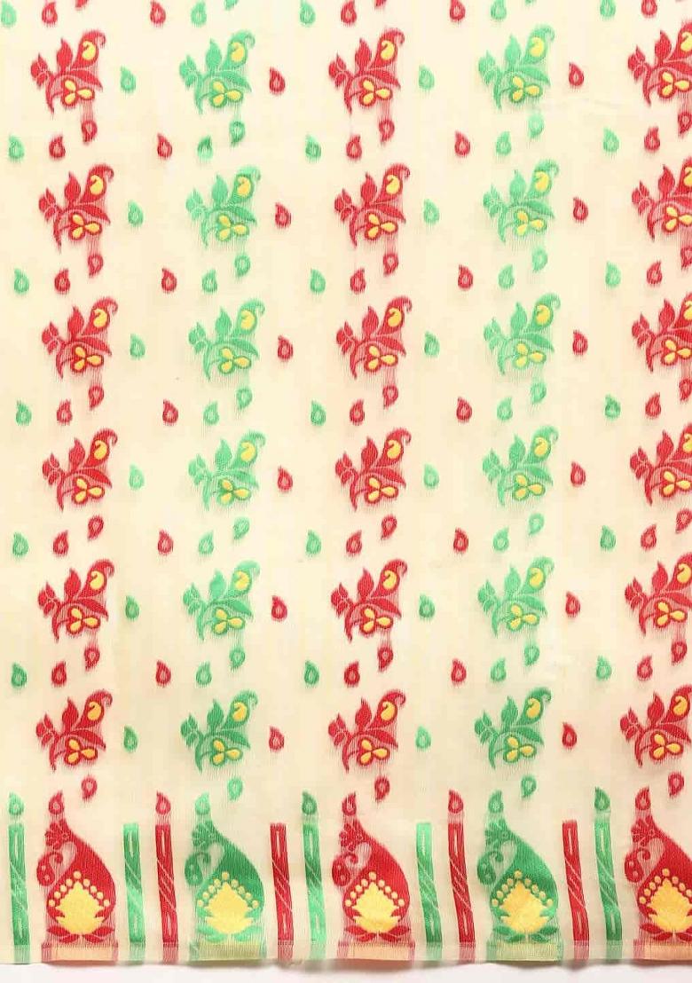 Beige Woven Design Pure Cotton Saree