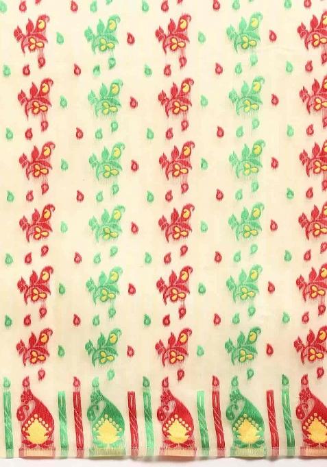 Beige Woven Design Pure Cotton Saree