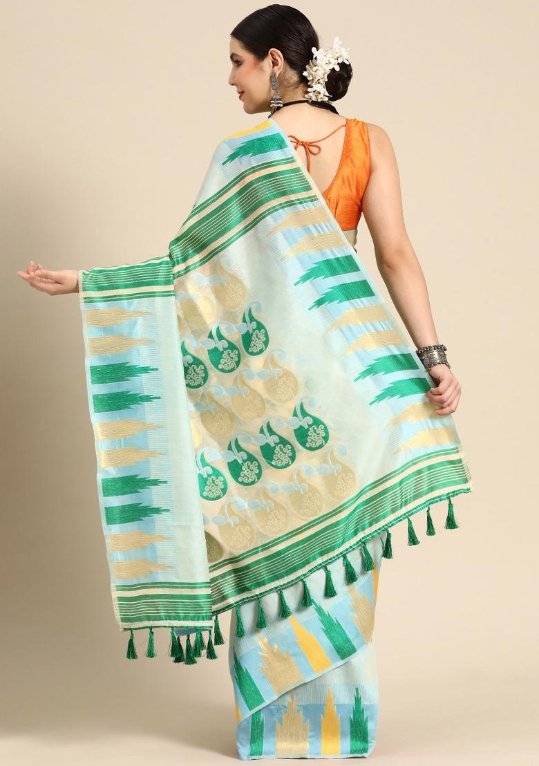 Blue Woven Design Pure Cotton Saree