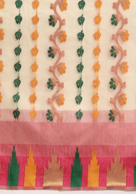 Pink Woven Design Pure Cotton Saree