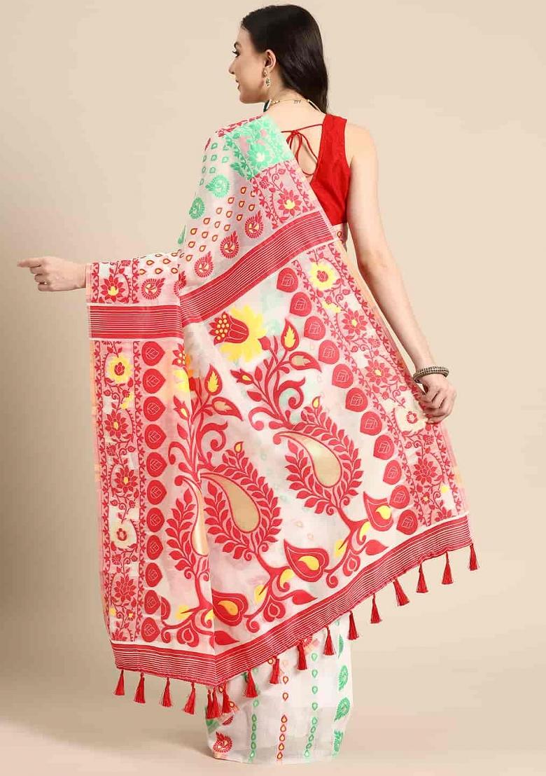 Off White Woven Design Pure Cotton Saree