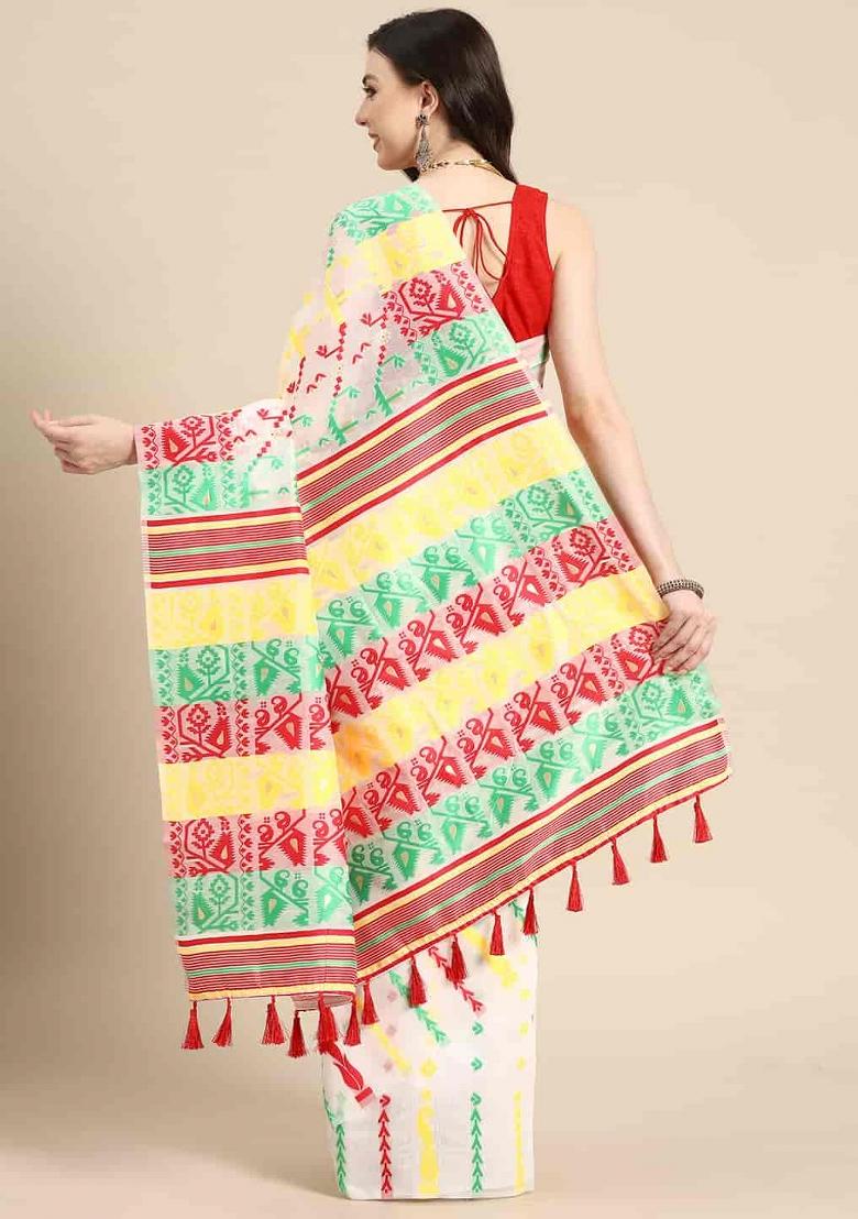 Off White Woven Design Pure Cotton Saree
