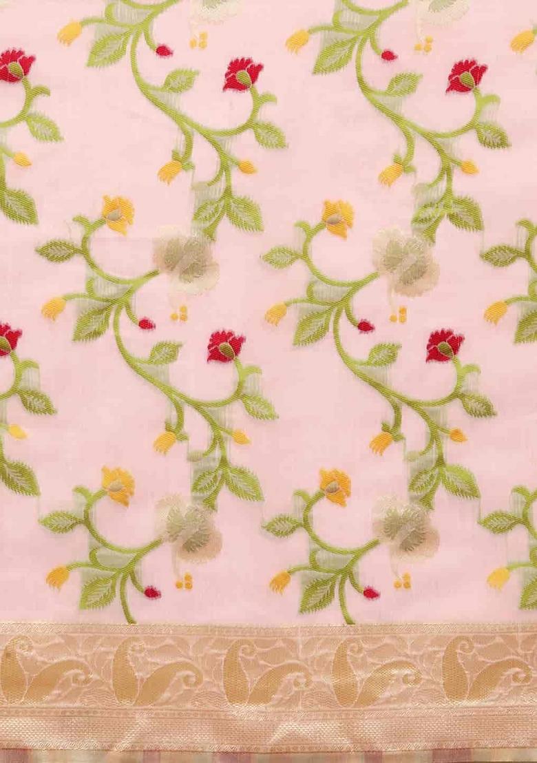 Light Pink Woven Design Pure Cotton Saree