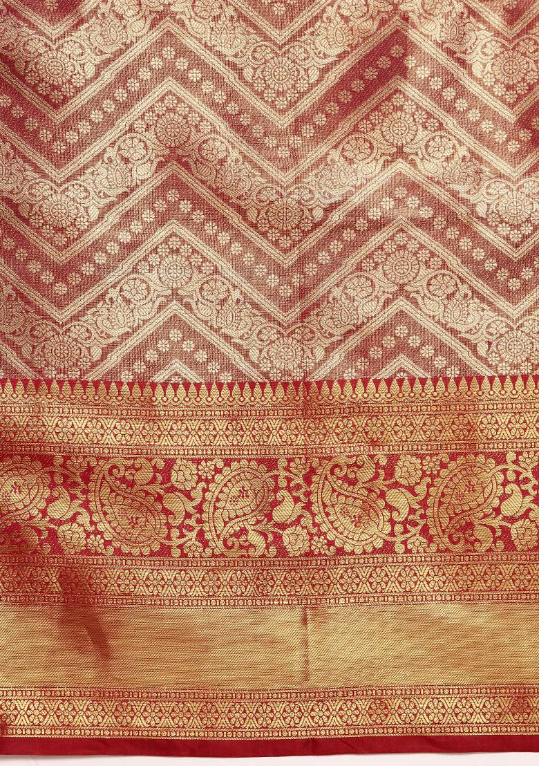 Pink Woven Design Brocade Saree