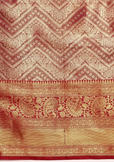 Pink Woven Design Brocade Saree