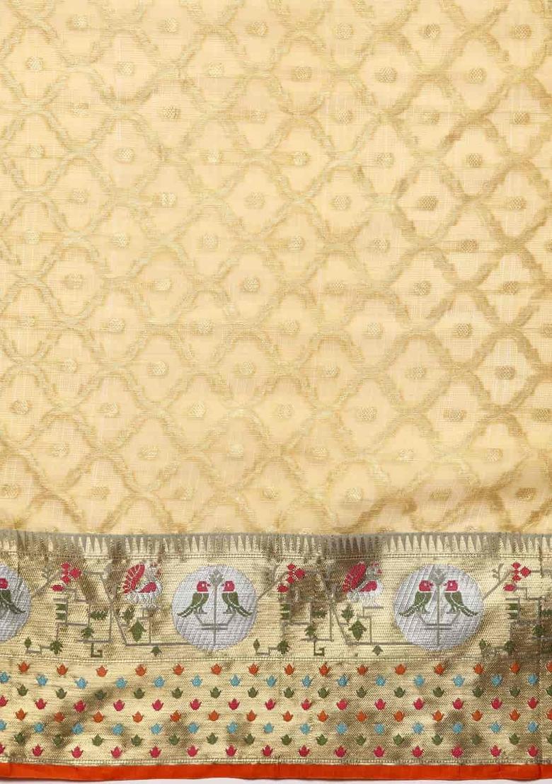 Yellow Woven Design Tissue Silk Saree