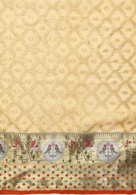 Yellow Woven Design Tissue Silk Saree