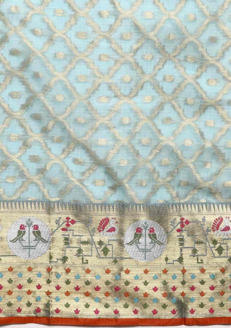 Blue Woven Design Tissue Silk Saree