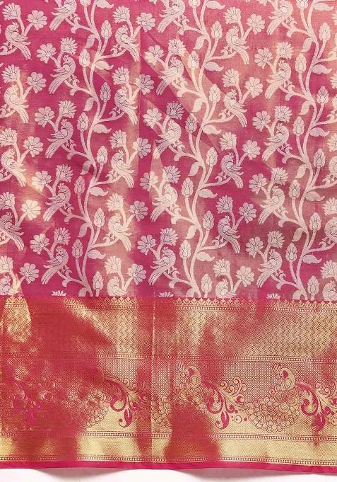 Pink Woven Design Brocade Saree