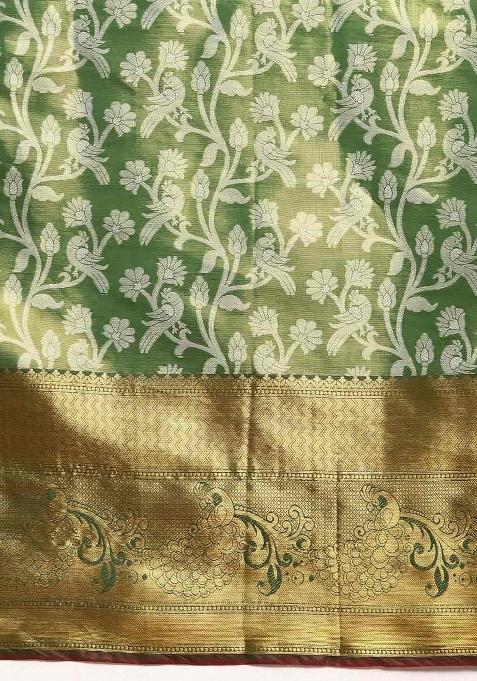Green Woven Design Brocade Saree