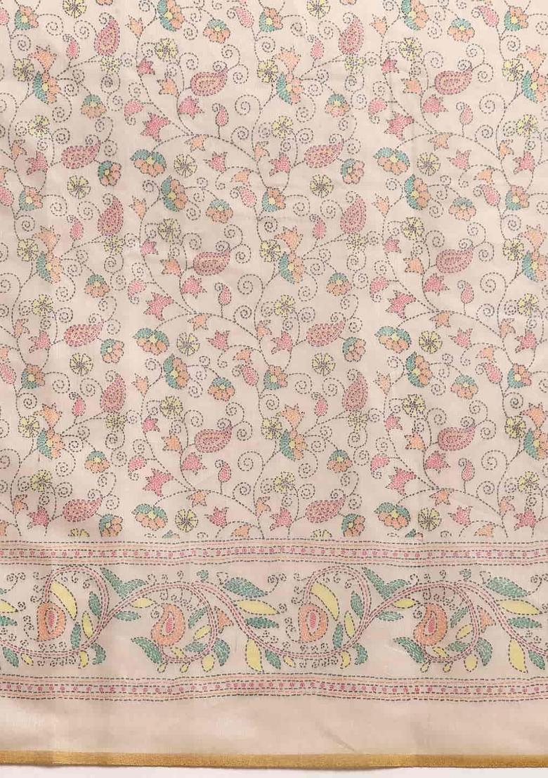 Multicolor Printed Cotton Blend Saree