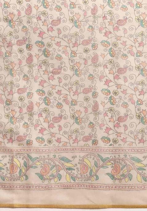 Multicolor Printed Cotton Blend Saree