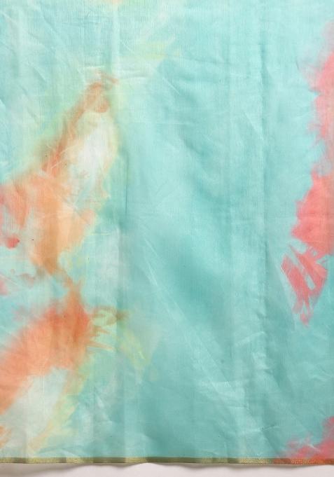 Green Printed Organza Saree