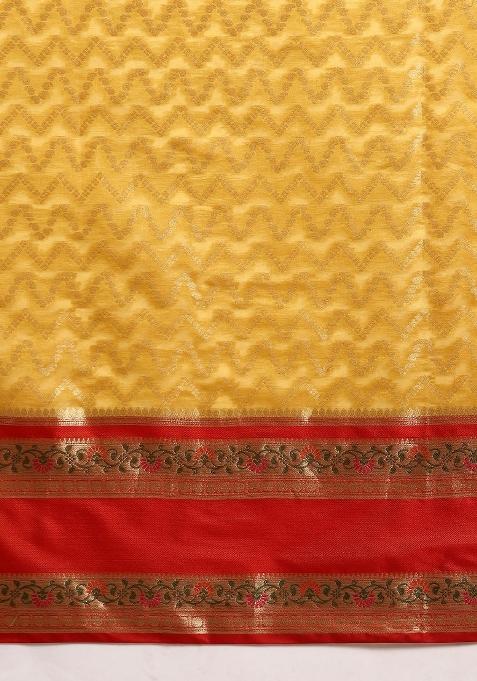 Yellow Woven Design Silk Blend Saree
