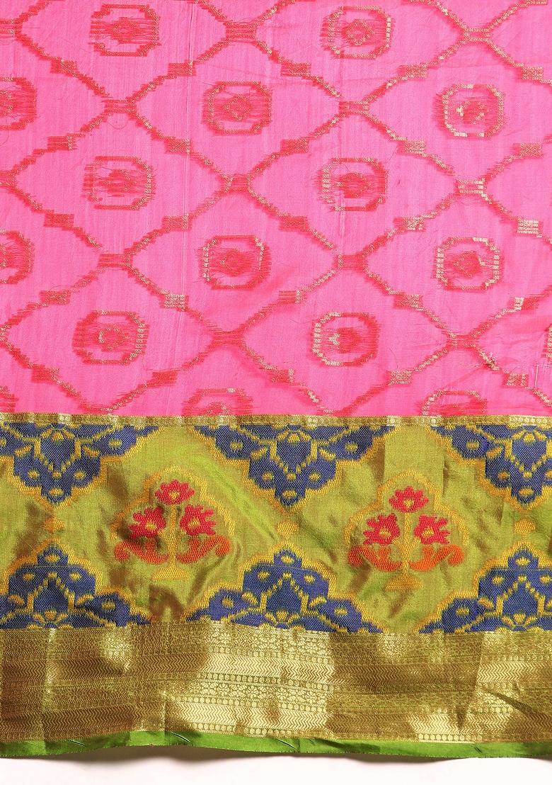 Pink Woven Design Silk Blend Saree