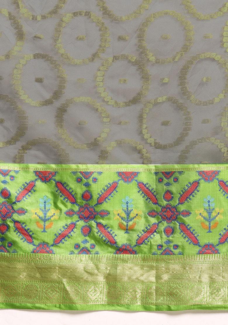 Grey Woven Design Silk Blend Saree