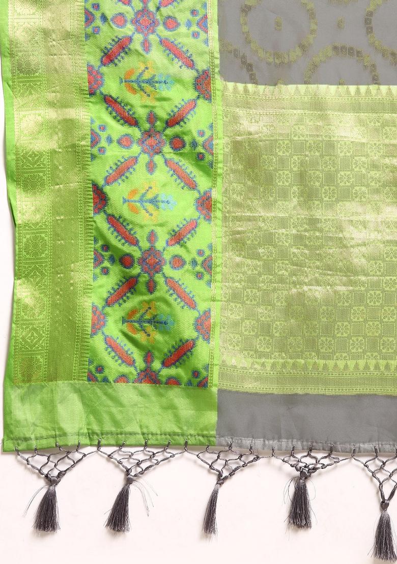 Grey Woven Design Silk Blend Saree