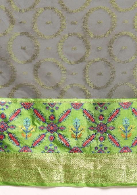 Grey Woven Design Silk Blend Saree