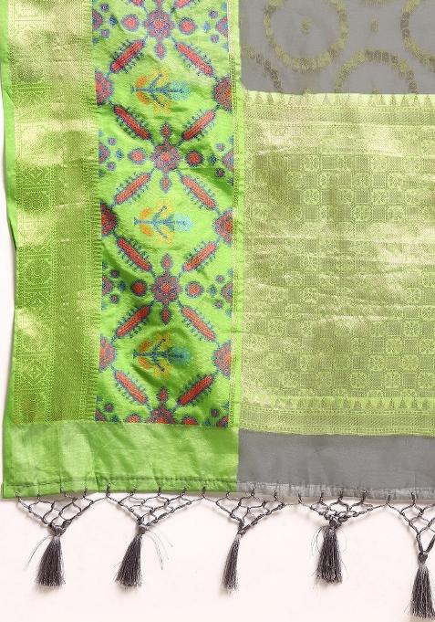 Grey Woven Design Silk Blend Saree